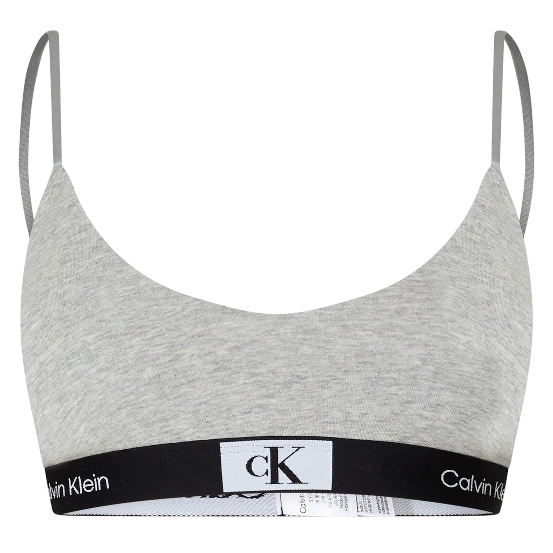 Grey Heather - Front - Calvin Klein Womens-Ladies Triangle Spaghetti Strap Bralette