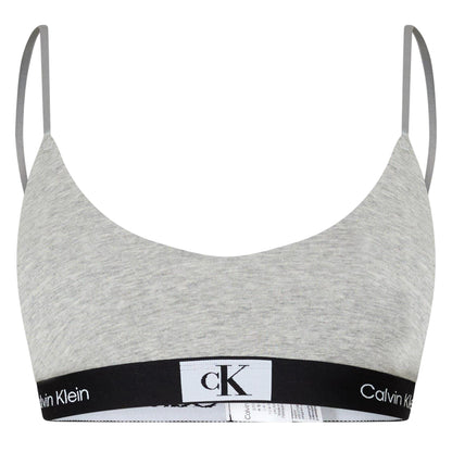 Grey Heather - Front - Calvin Klein Womens-Ladies Triangle Spaghetti Strap Bralette