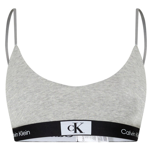 Grey Heather - Front - Calvin Klein Womens-Ladies Triangle Spaghetti Strap Bralette