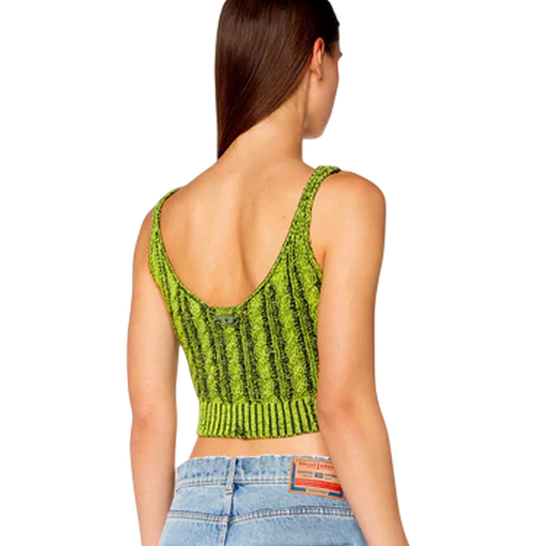 Green - Back - Diesel Womens-Ladies Milos Cable Knit Bralette