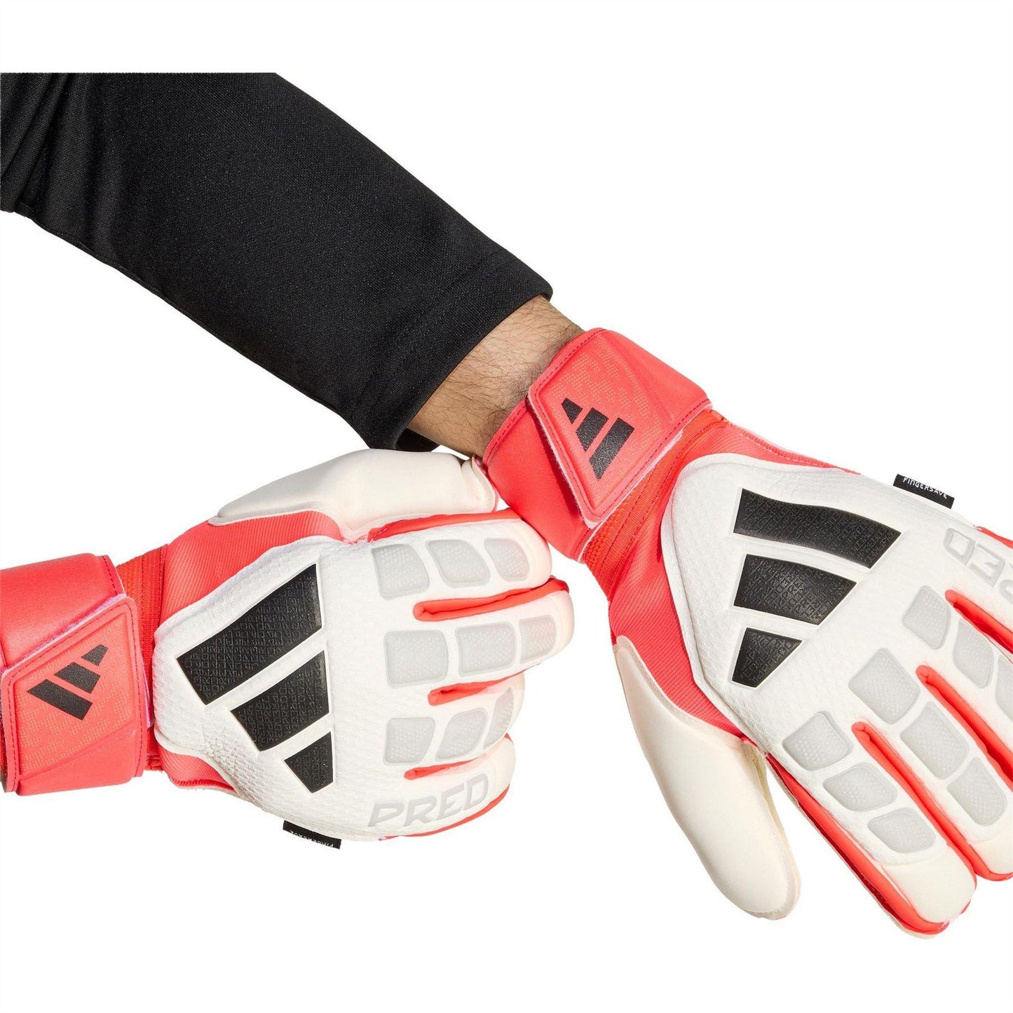 White-Red - Side - Adidas Unisex Adult Predator Match Fingersave Goalkeeper Gloves