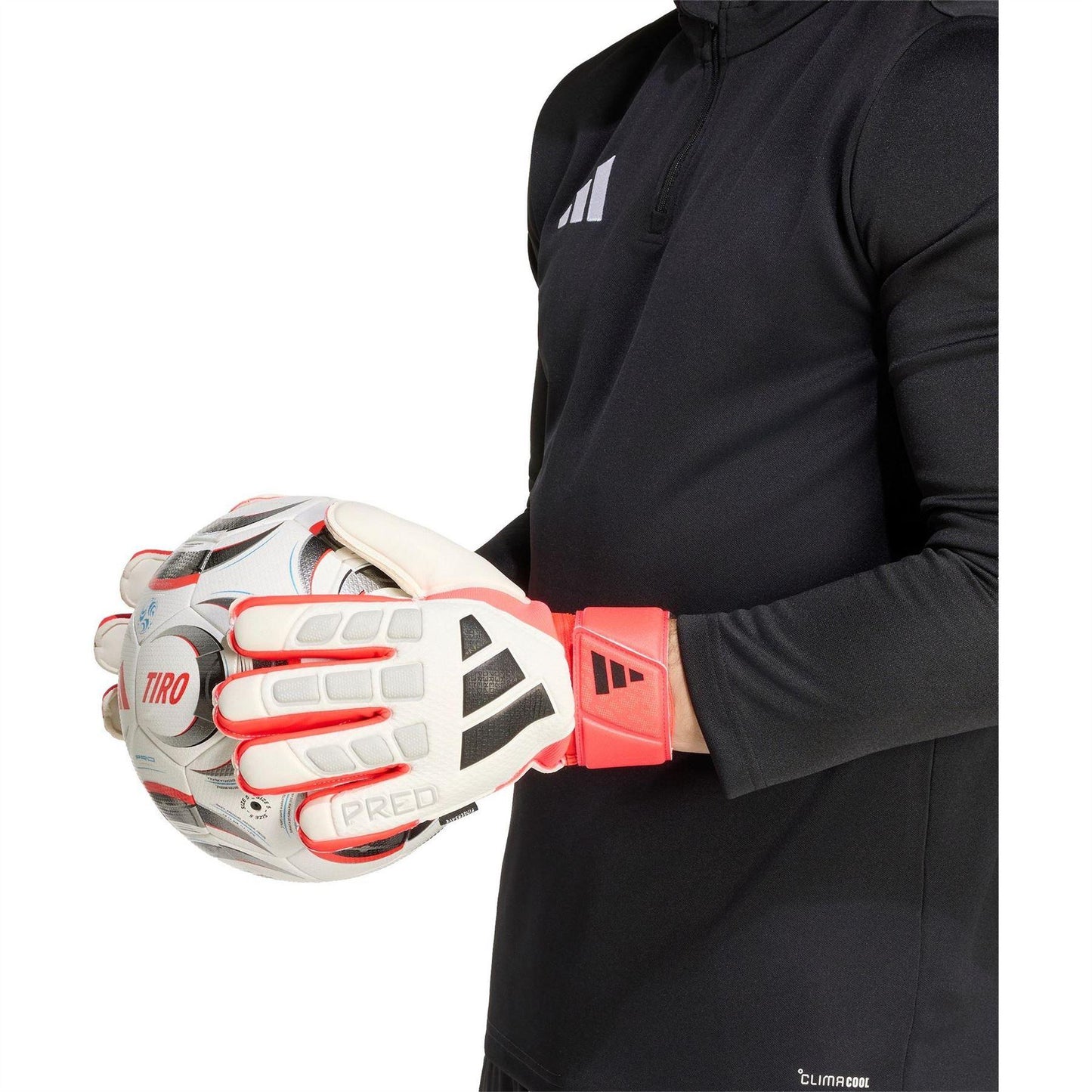 White-Red - Pack Shot - Adidas Unisex Adult Predator Match Fingersave Goalkeeper Gloves