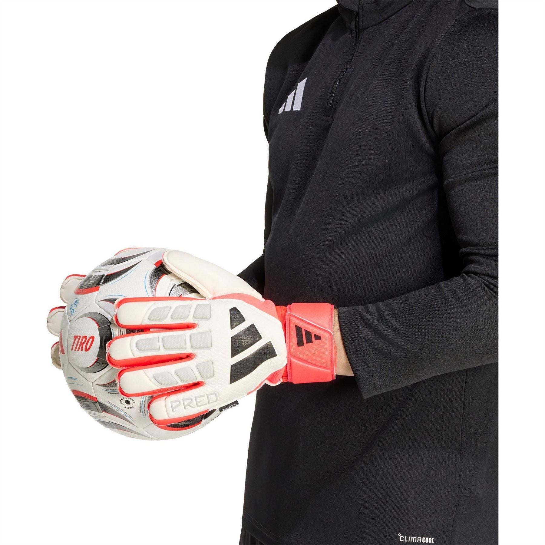White-Red - Pack Shot - Adidas Unisex Adult Predator Match Fingersave Goalkeeper Gloves