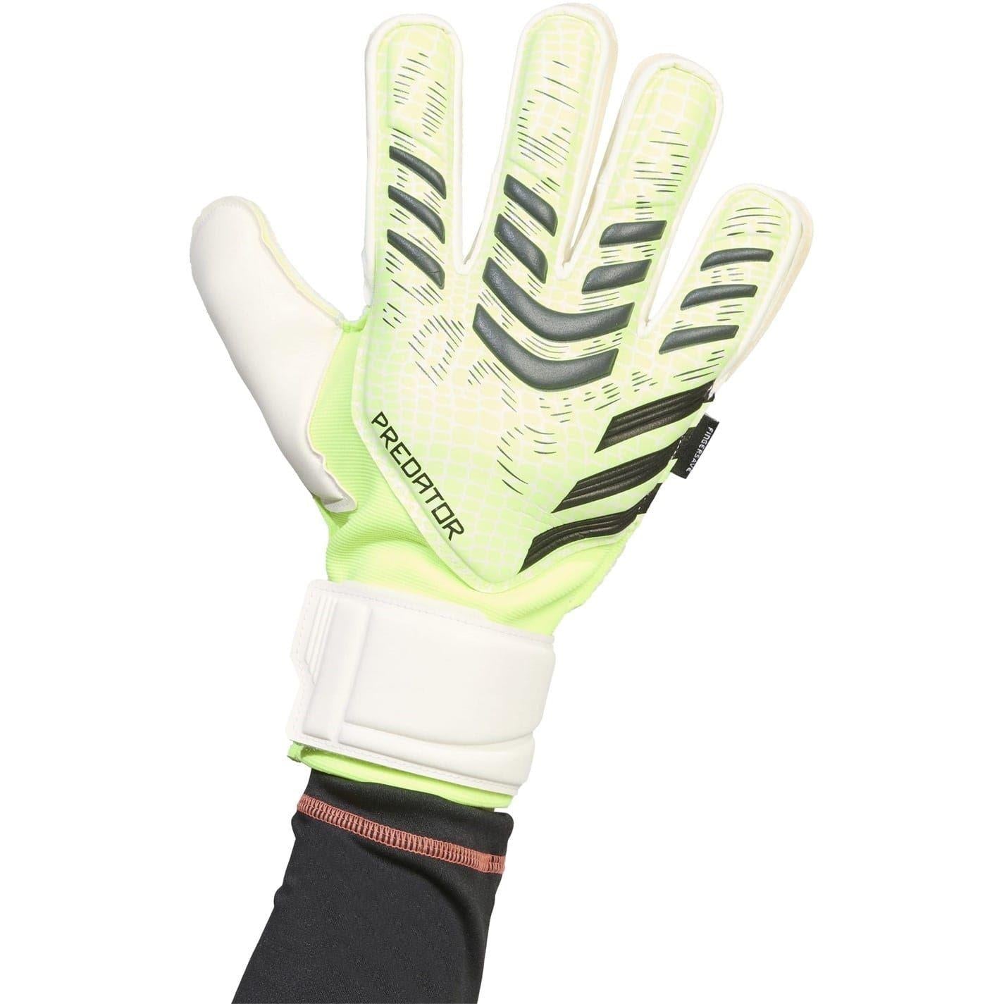 Lemon-Black - Back - Adidas Unisex Adult Predator Match Fingersave Goalkeeper Gloves