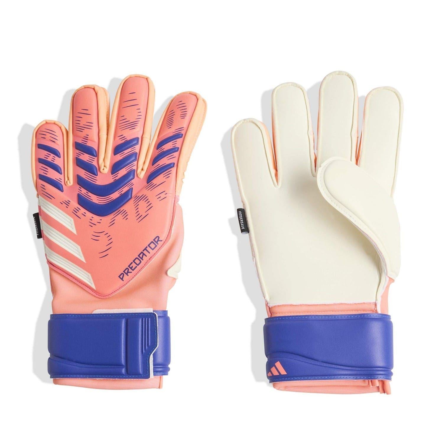 Orange-White - Back - Adidas Unisex Adult Predator Match Fingersave Goalkeeper Gloves