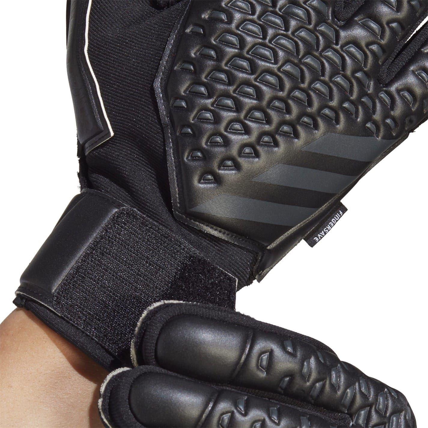 Black - Side - Adidas Unisex Adult Predator Match Fingersave Goalkeeper Gloves