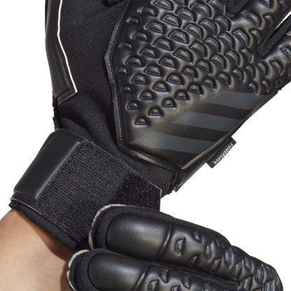 Black - Side - Adidas Unisex Adult Predator Match Fingersave Goalkeeper Gloves