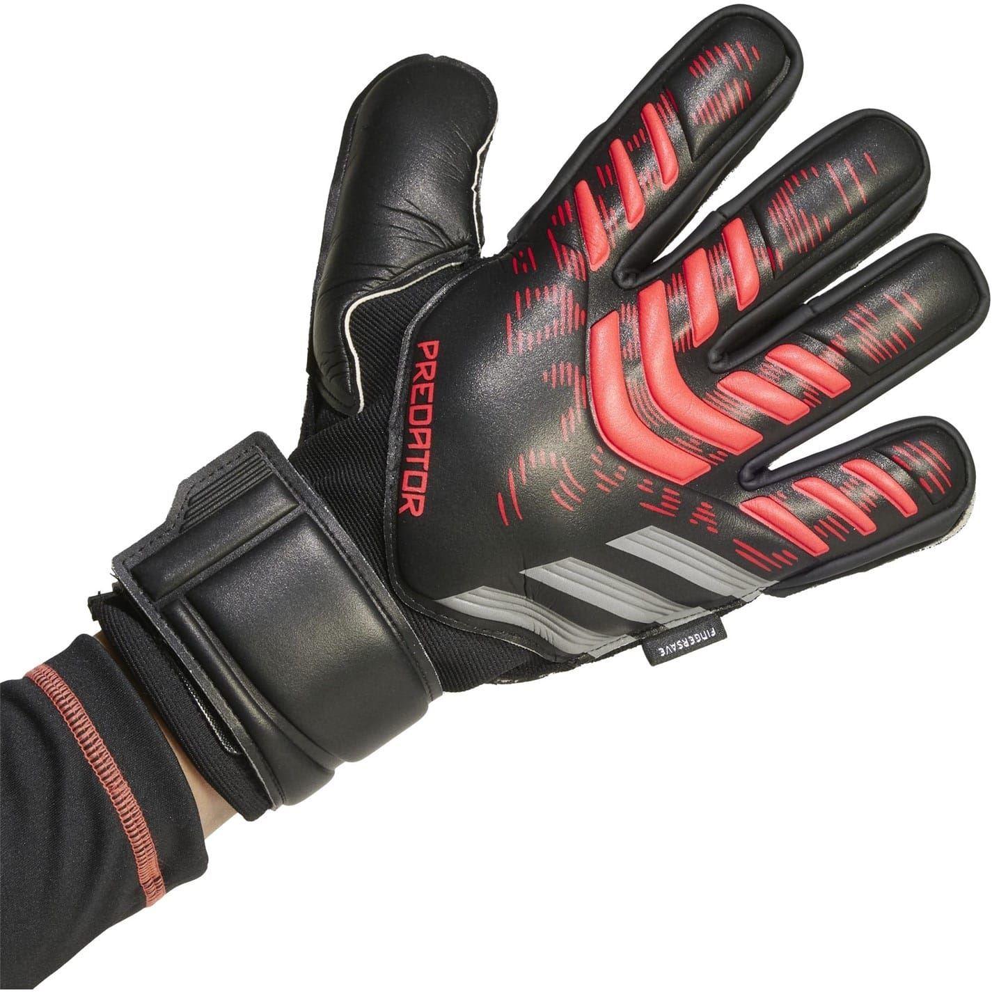 Black-Red - Back - Adidas Unisex Adult Predator Match Fingersave Goalkeeper Gloves