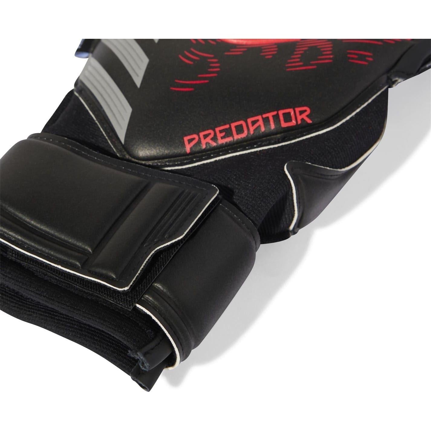 Black-Red - Side - Adidas Unisex Adult Predator Match Fingersave Goalkeeper Gloves