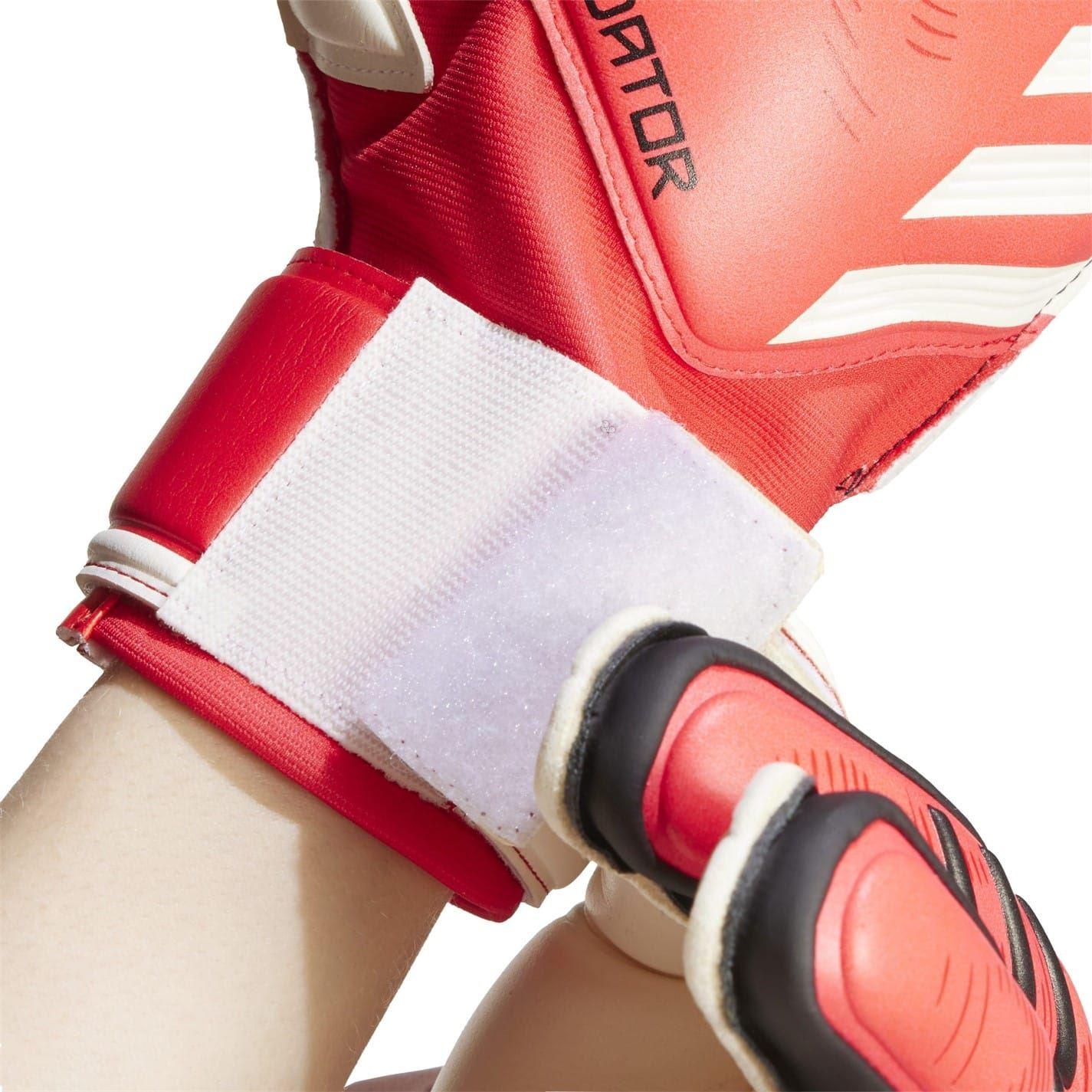 Red-Black - Side - Adidas Unisex Adult Predator Match Fingersave Goalkeeper Gloves