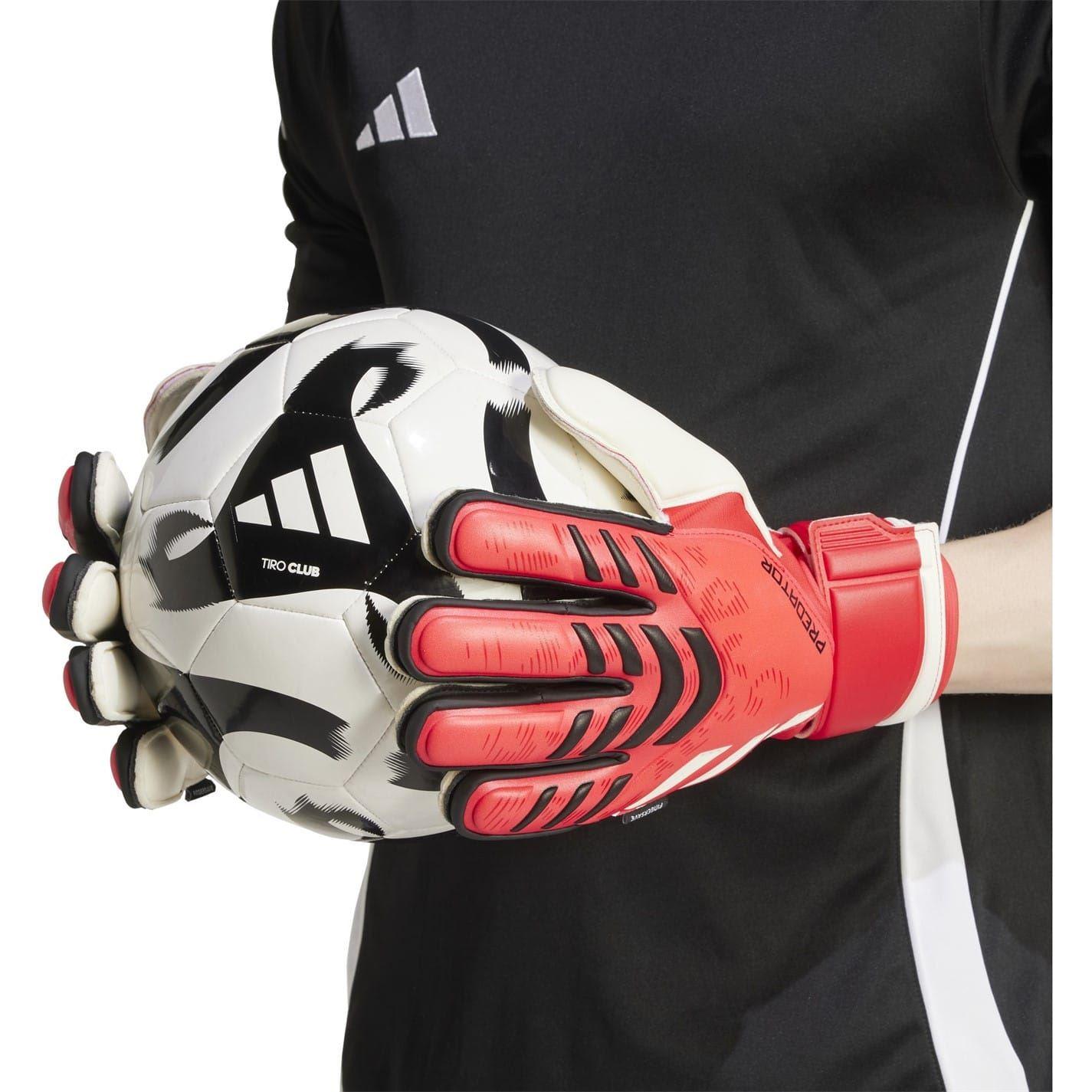 Red-Black - Pack Shot - Adidas Unisex Adult Predator Match Fingersave Goalkeeper Gloves