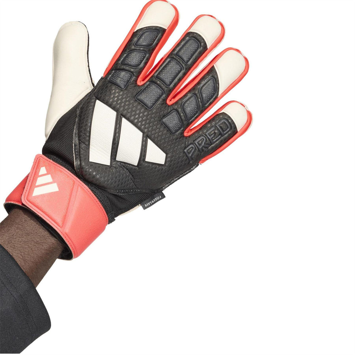 Black-Red-White - Back - Adidas Unisex Adult Predator Match Fingersave Goalkeeper Gloves