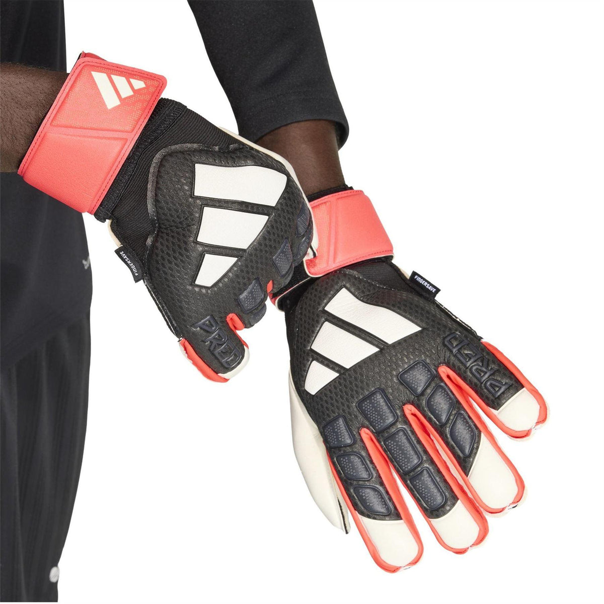 Black-Red-White - Lifestyle - Adidas Unisex Adult Predator Match Fingersave Goalkeeper Gloves