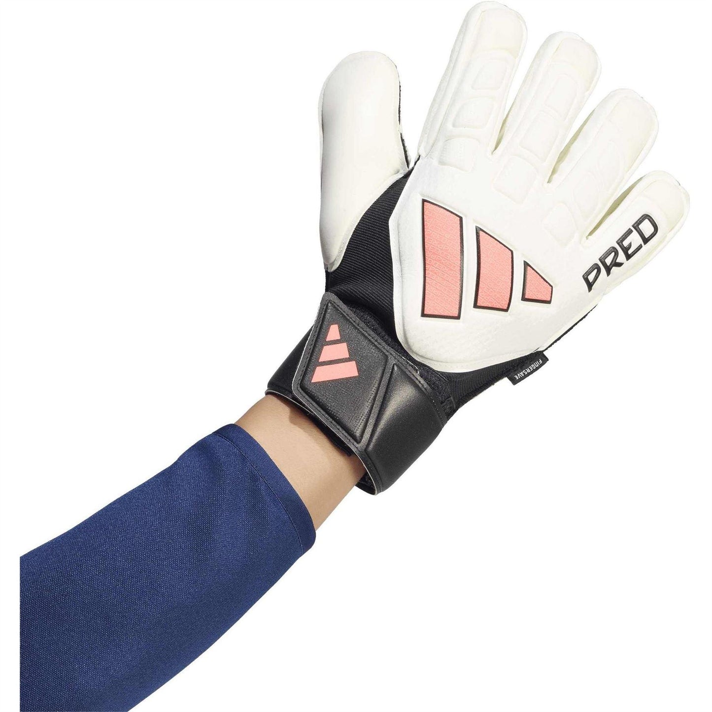 White-Black - Back - Adidas Unisex Adult Predator Match Fingersave Goalkeeper Gloves