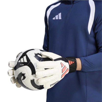 White-Black - Side - Adidas Unisex Adult Predator Match Fingersave Goalkeeper Gloves