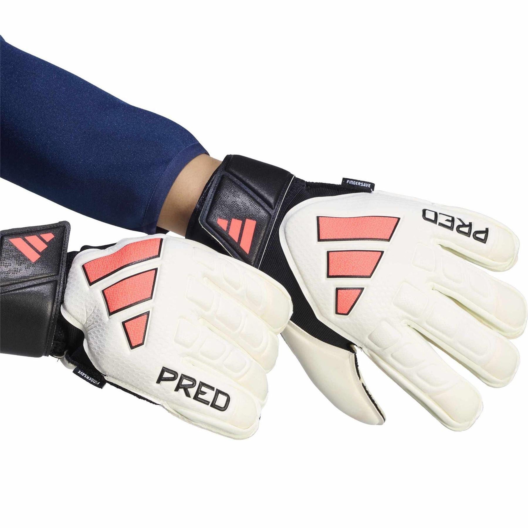 White-Black - Pack Shot - Adidas Unisex Adult Predator Match Fingersave Goalkeeper Gloves