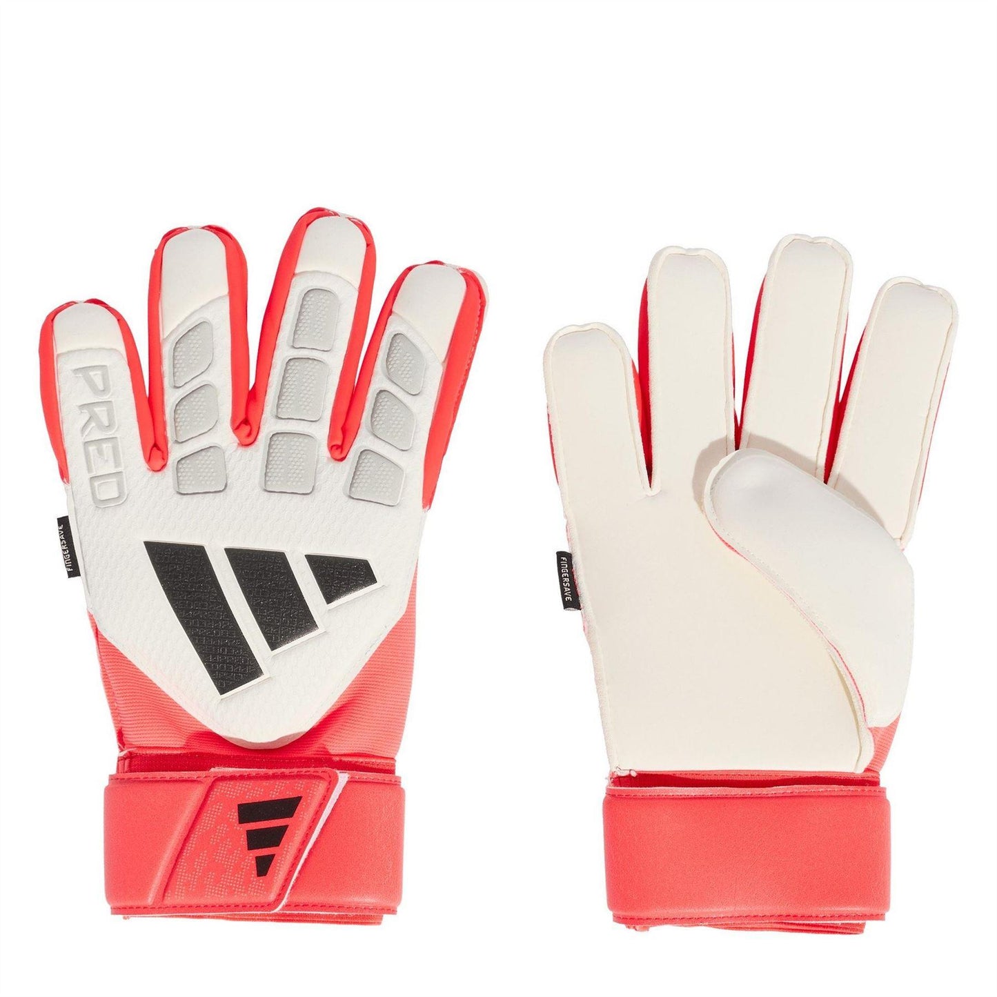 White-Red - Front - Adidas Unisex Adult Predator Match Fingersave Goalkeeper Gloves
