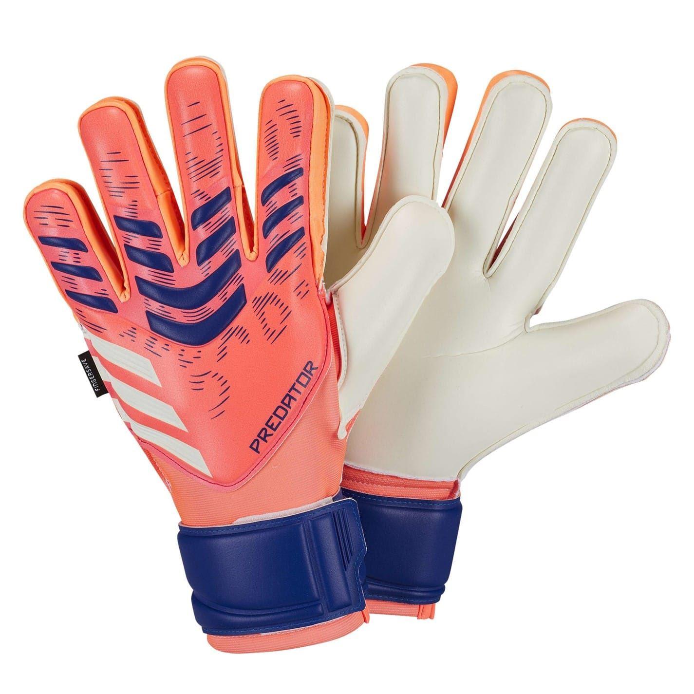 Orange-White - Front - Adidas Unisex Adult Predator Match Fingersave Goalkeeper Gloves