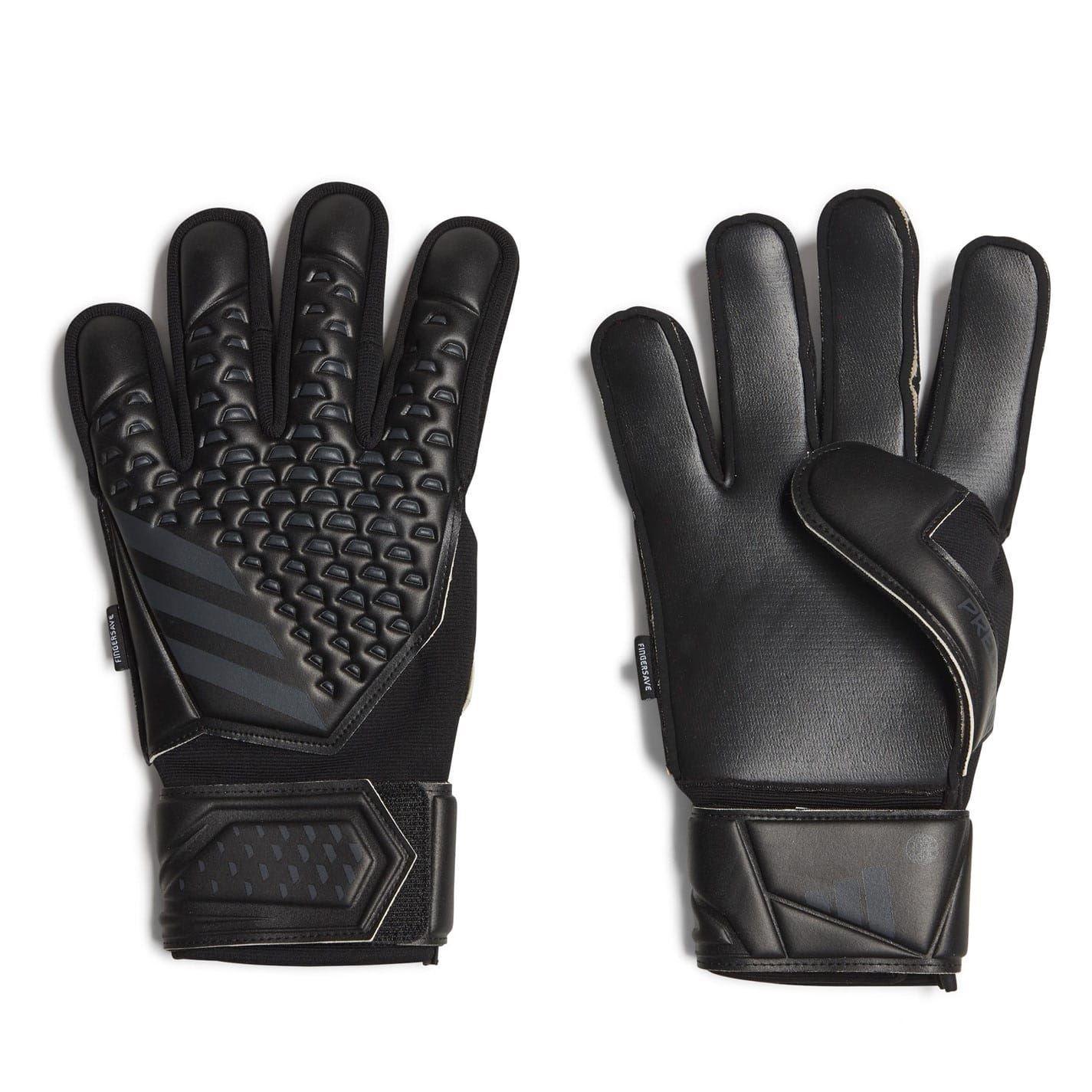Black - Front - Adidas Unisex Adult Predator Match Fingersave Goalkeeper Gloves
