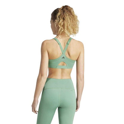 Green - Lifestyle - Adidas Womens-Ladies Luxe Scoop Neck Sports Bra