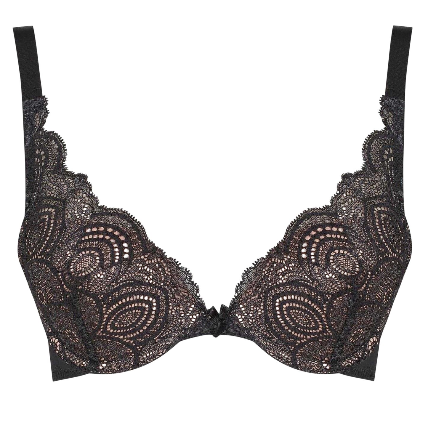 Black - Front - Wonderbra Womens-Ladies Floral Lace Bra