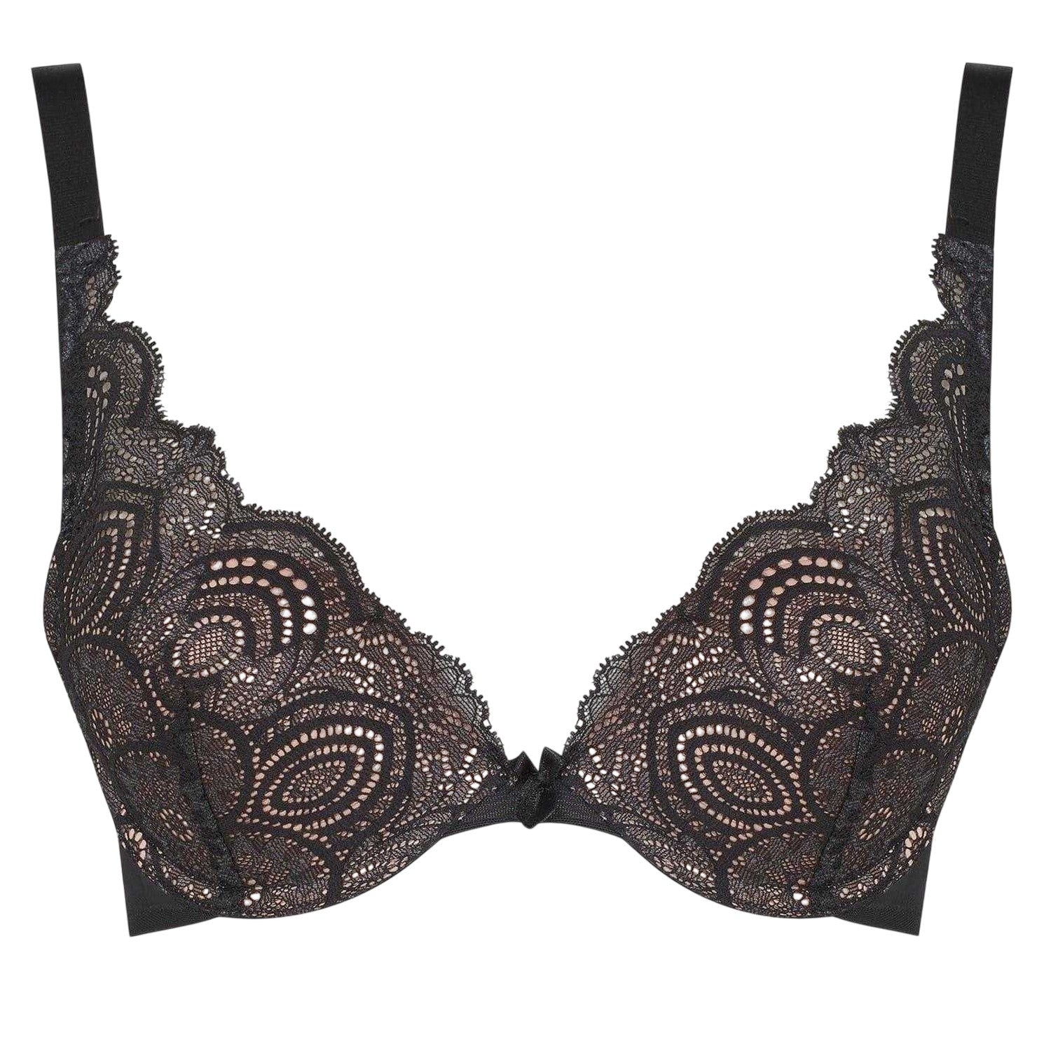 Black - Front - Wonderbra Womens-Ladies Floral Lace Bra