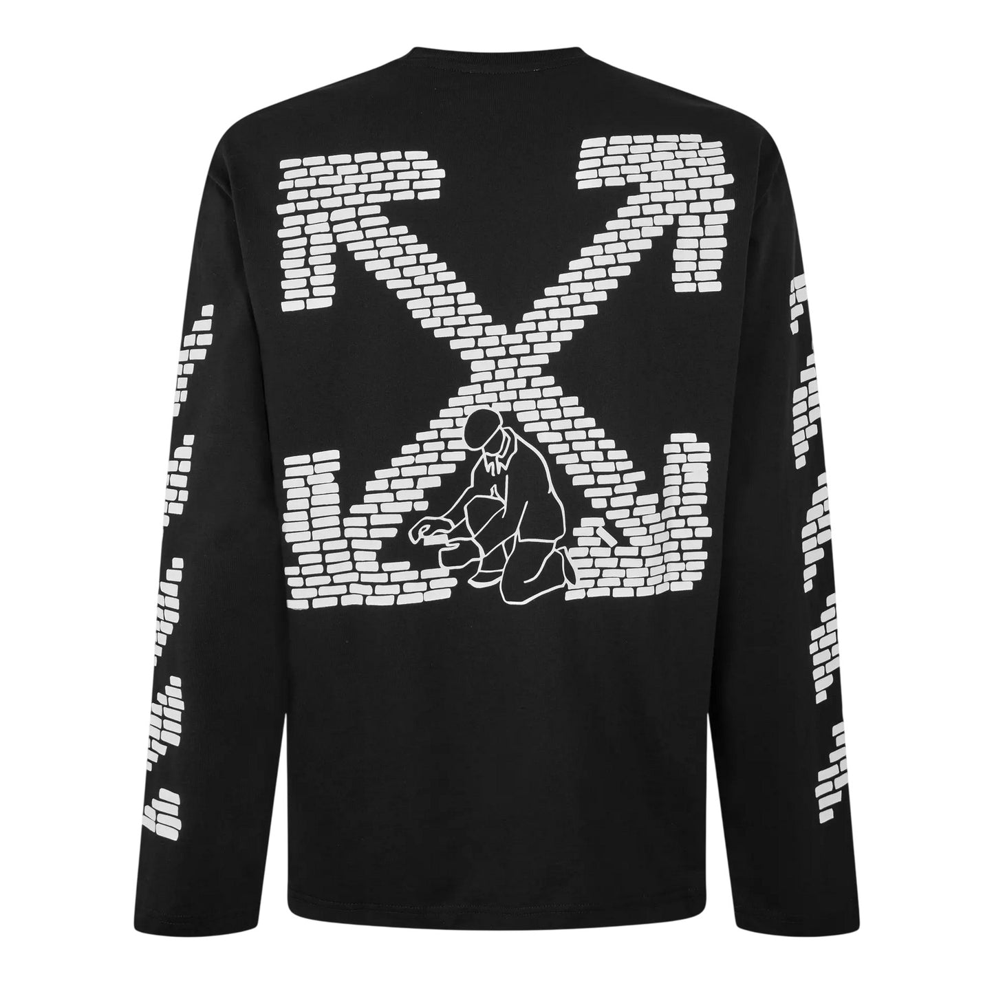 Black - Back - Off White Mens Brick Relaxed Fit Long-Sleeved T-Shirt
