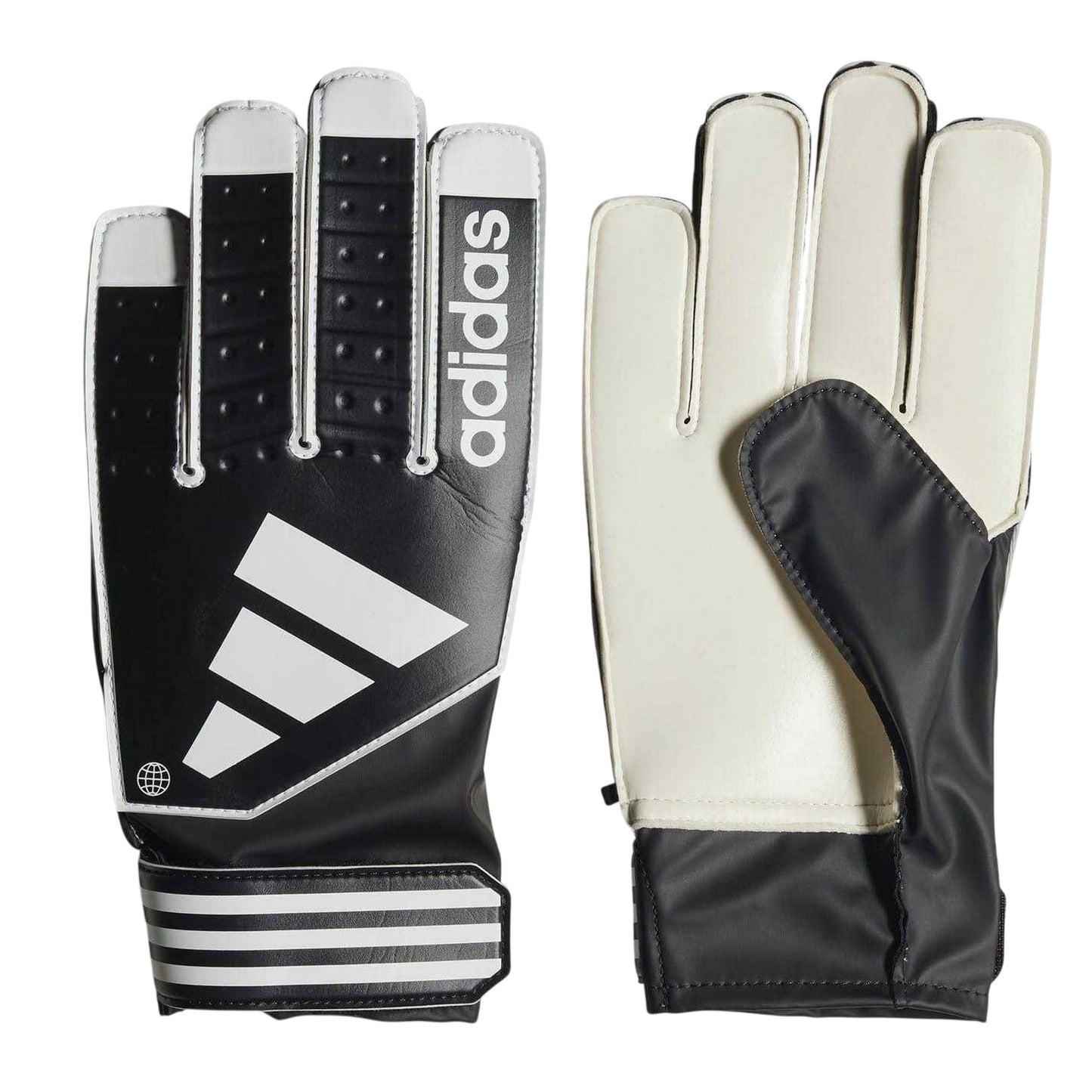 Black-White - Back - Adidas Unisex Adult Tiro Club 3 Stripes Goalkeeper Gloves