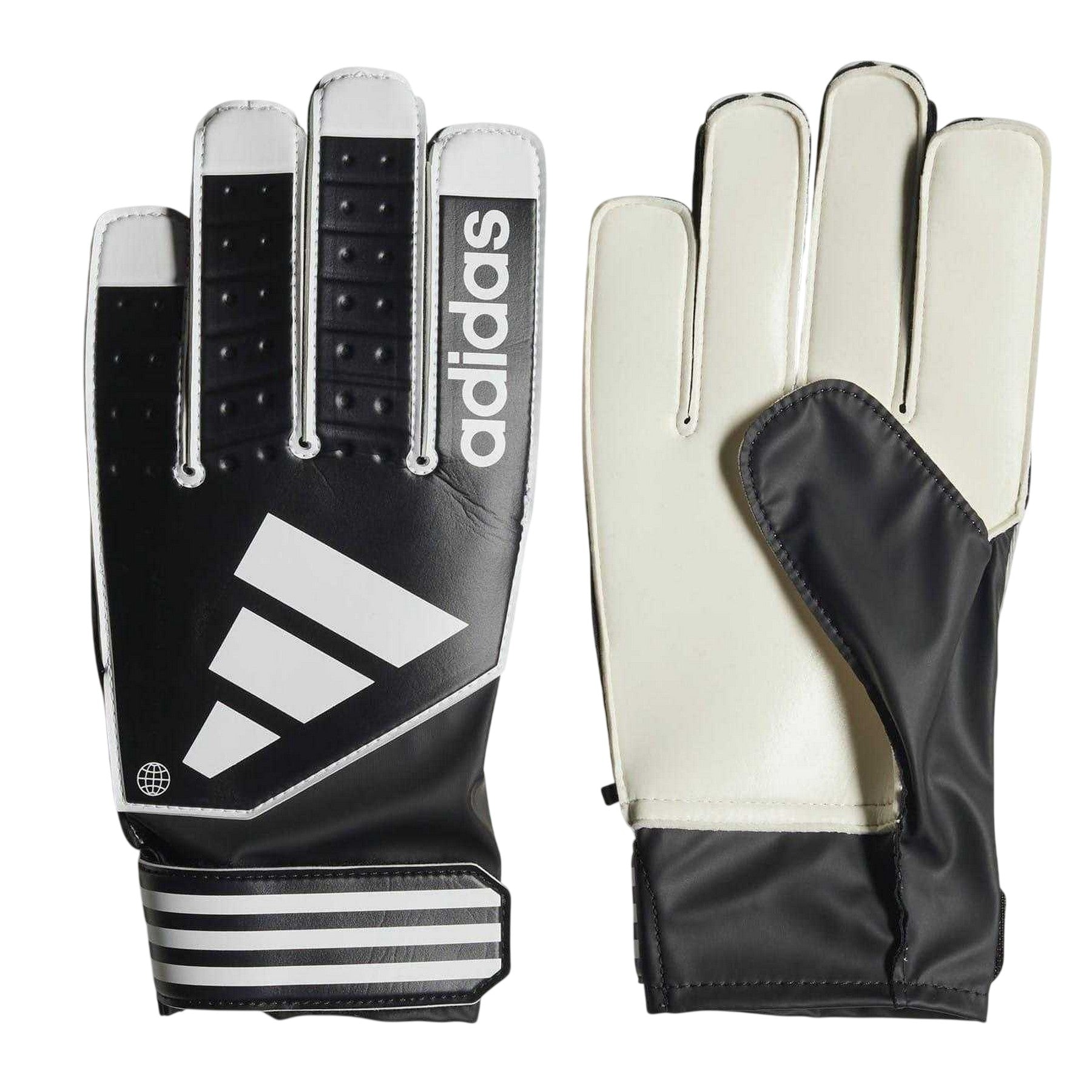 Black-White - Back - Adidas Unisex Adult Tiro Club 3 Stripes Goalkeeper Gloves