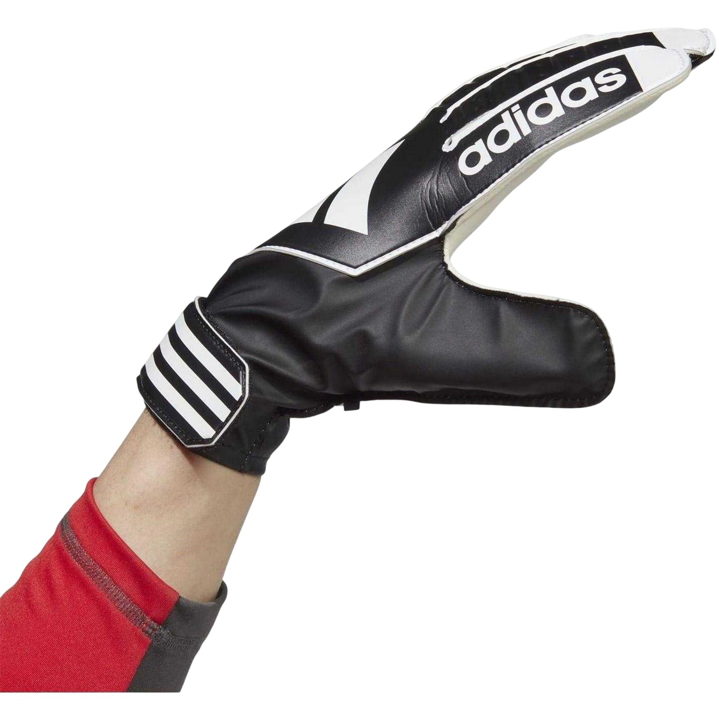 Black-White - Side - Adidas Unisex Adult Tiro Club 3 Stripes Goalkeeper Gloves