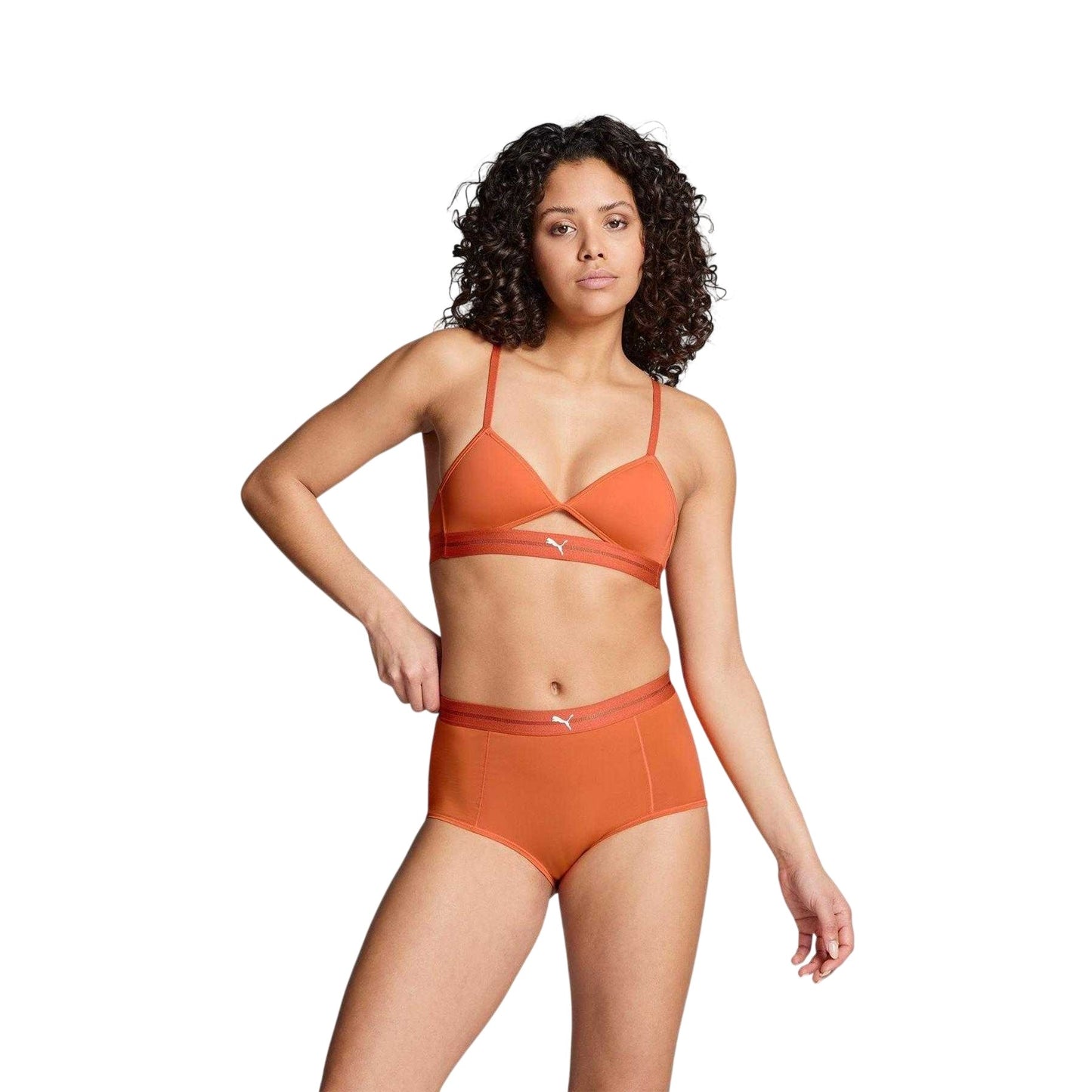Flame Orange - Side - Puma Womens-Ladies Peek A Boo Bralette