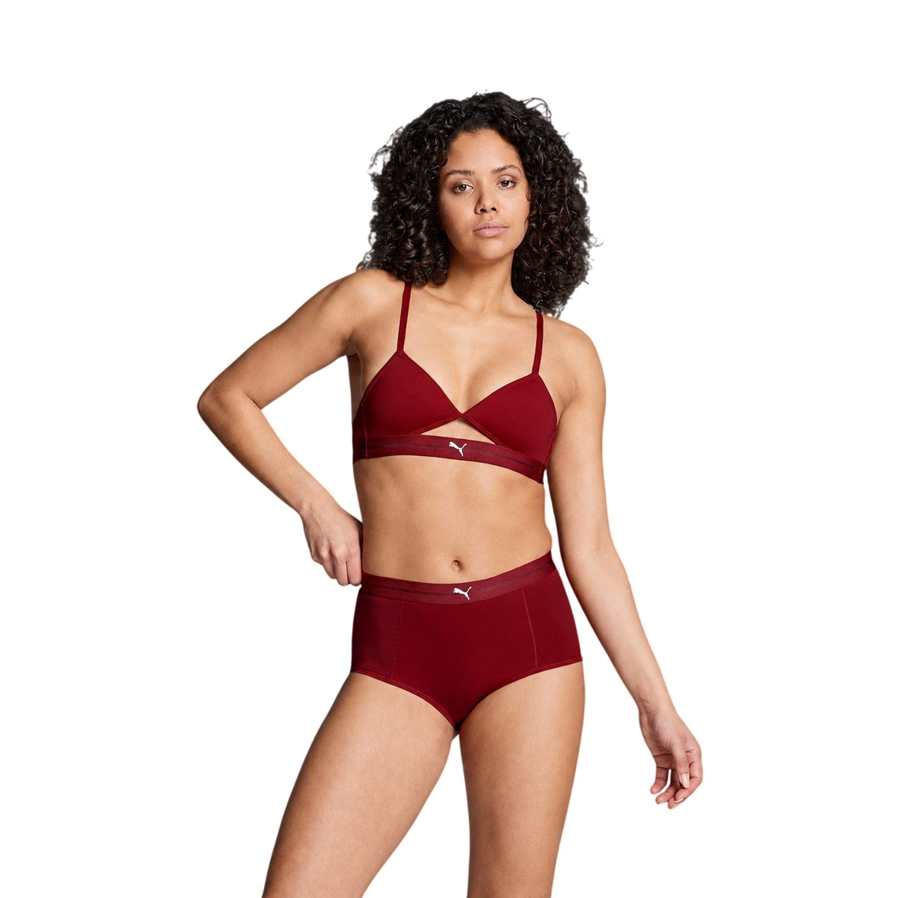 Burgundy - Side - Puma Womens-Ladies Peek A Boo Bralette