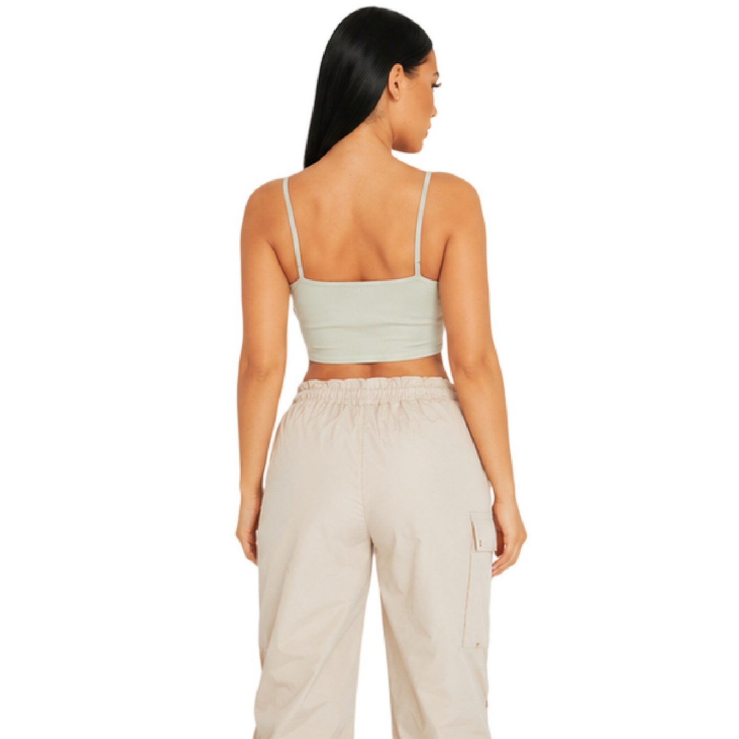 Sage - Back - Missy Empire Womens-Ladies Ribbed Strappy Bralette
