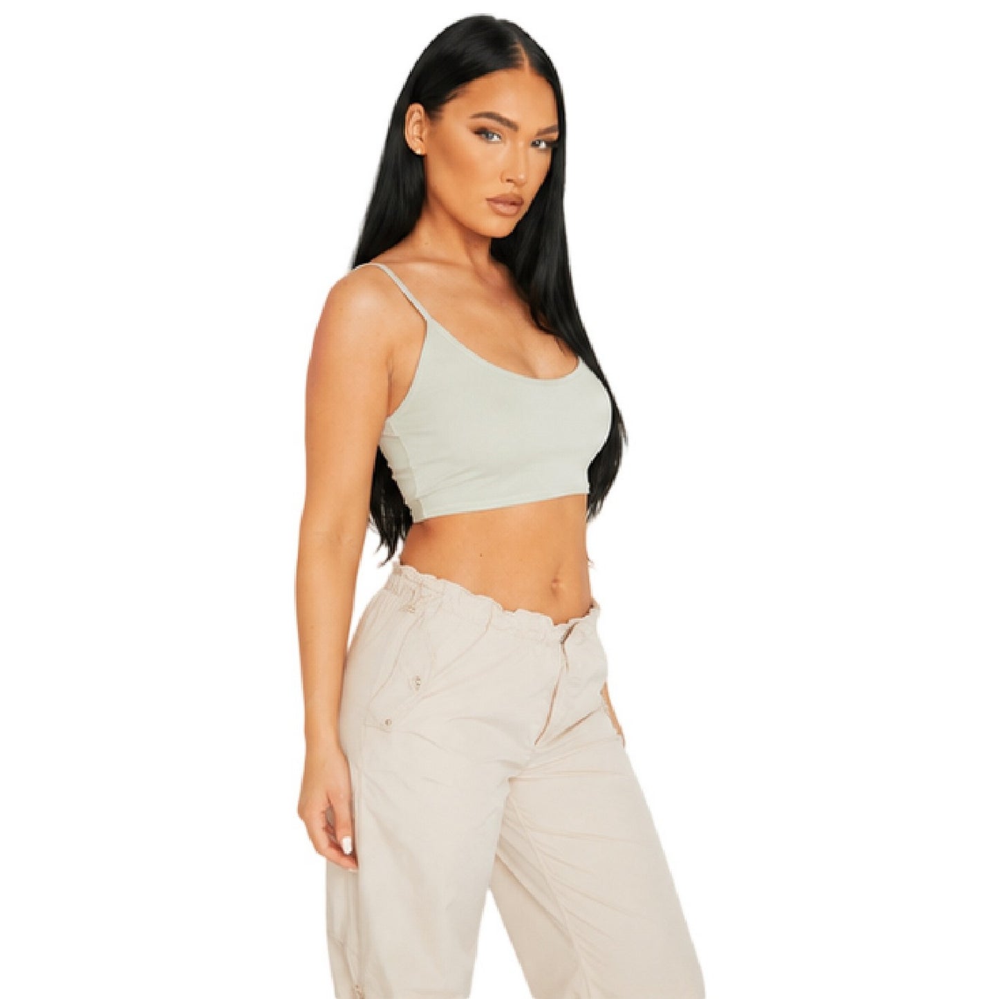 Sage - Lifestyle - Missy Empire Womens-Ladies Ribbed Strappy Bralette