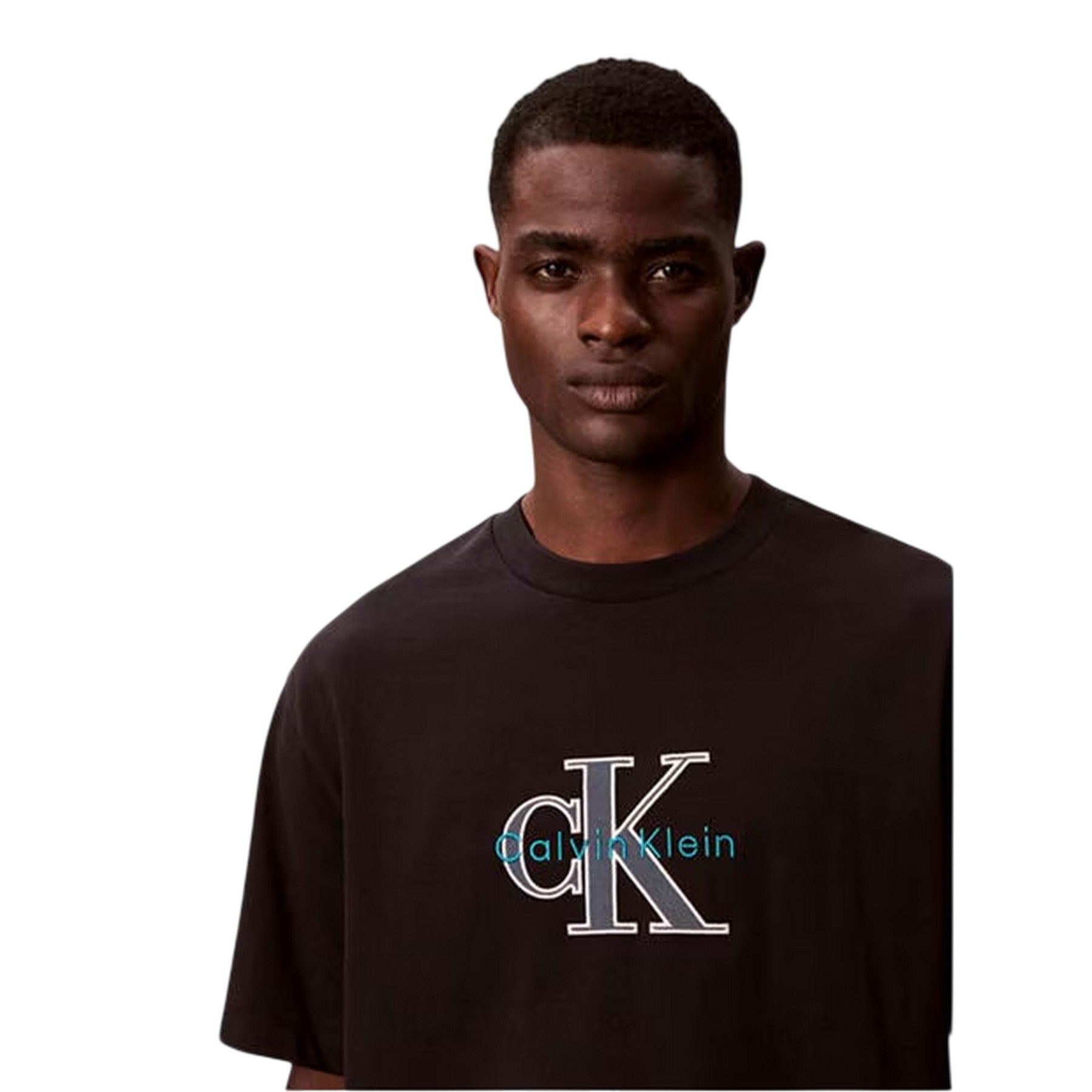 Black - Side - Calvin Klein Mens Text Logo T-Shirt