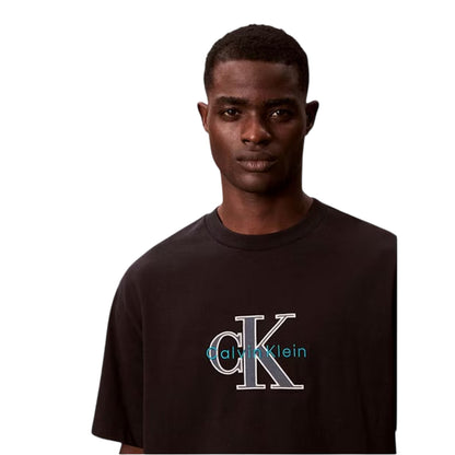 Black - Side - Calvin Klein Mens Text Logo T-Shirt
