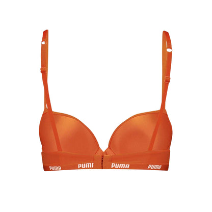 Flame Orange - Back - Puma Womens-Ladies Push Up Bra