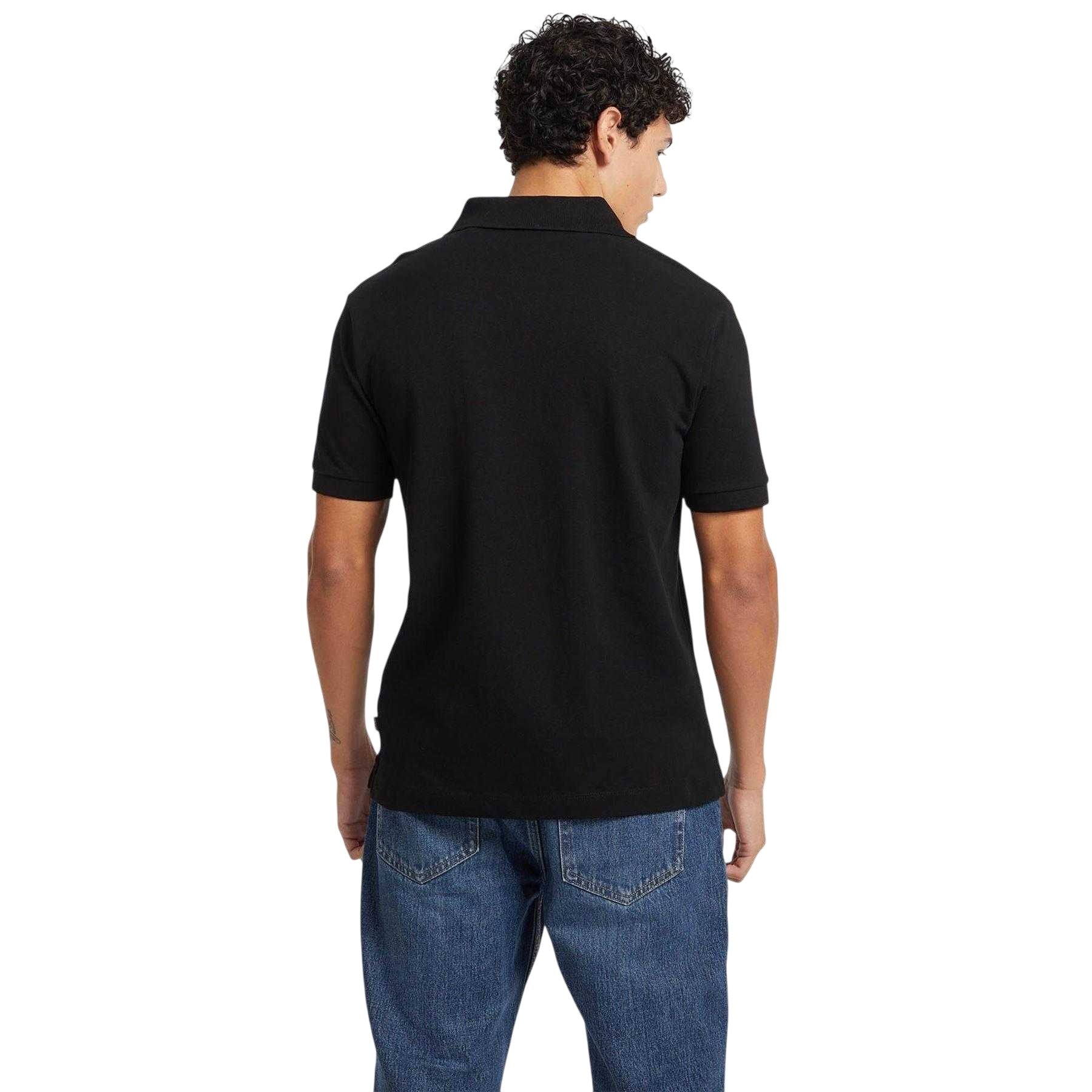 Black - Back - Guess Mens Embroidered Logo Short-Sleeved Polo Shirt