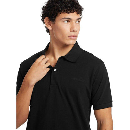 Black - Side - Guess Mens Embroidered Logo Short-Sleeved Polo Shirt