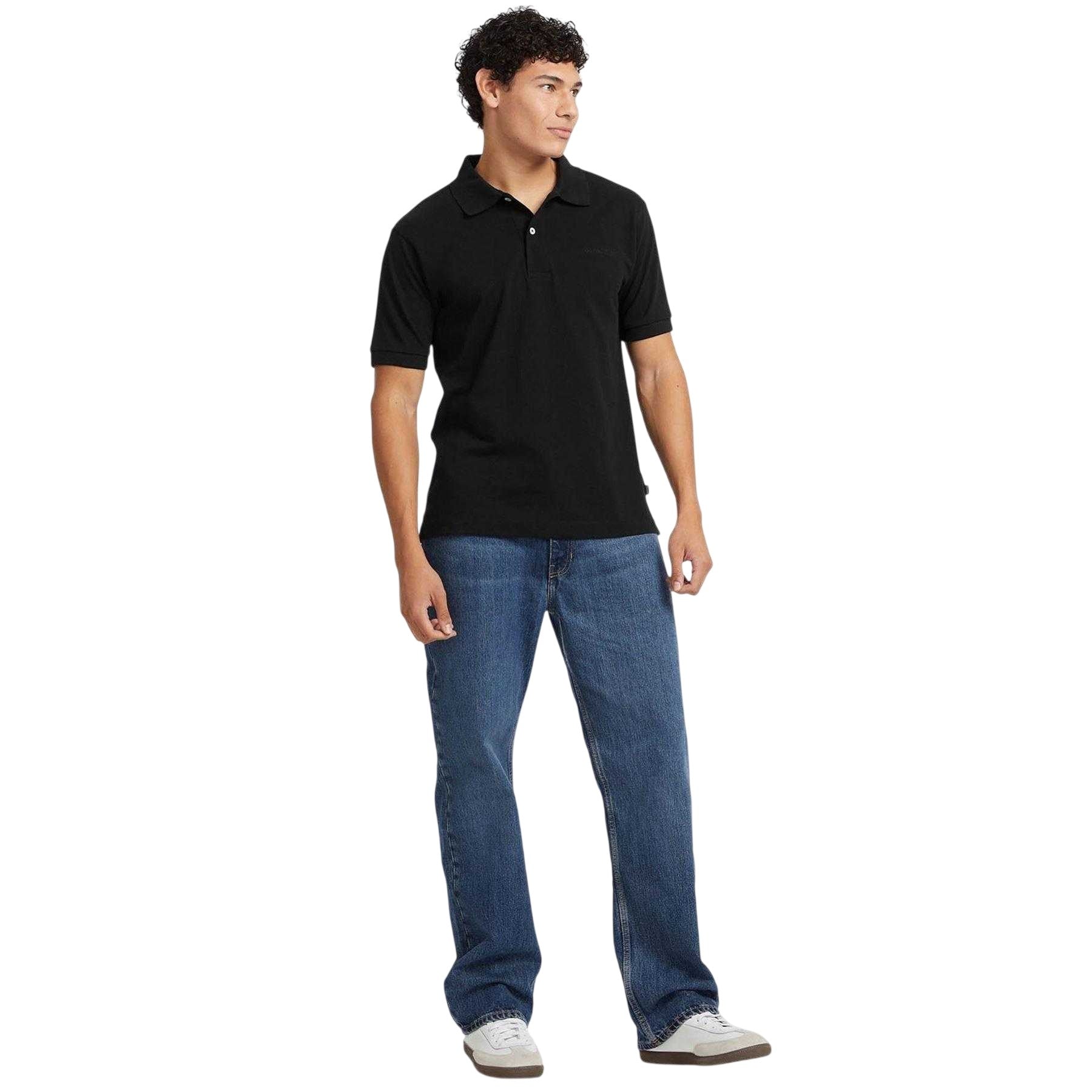 Black - Lifestyle - Guess Mens Embroidered Logo Short-Sleeved Polo Shirt