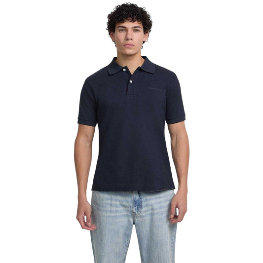 Ocean Blue - Front - Guess Mens Embroidered Logo Short-Sleeved Polo Shirt