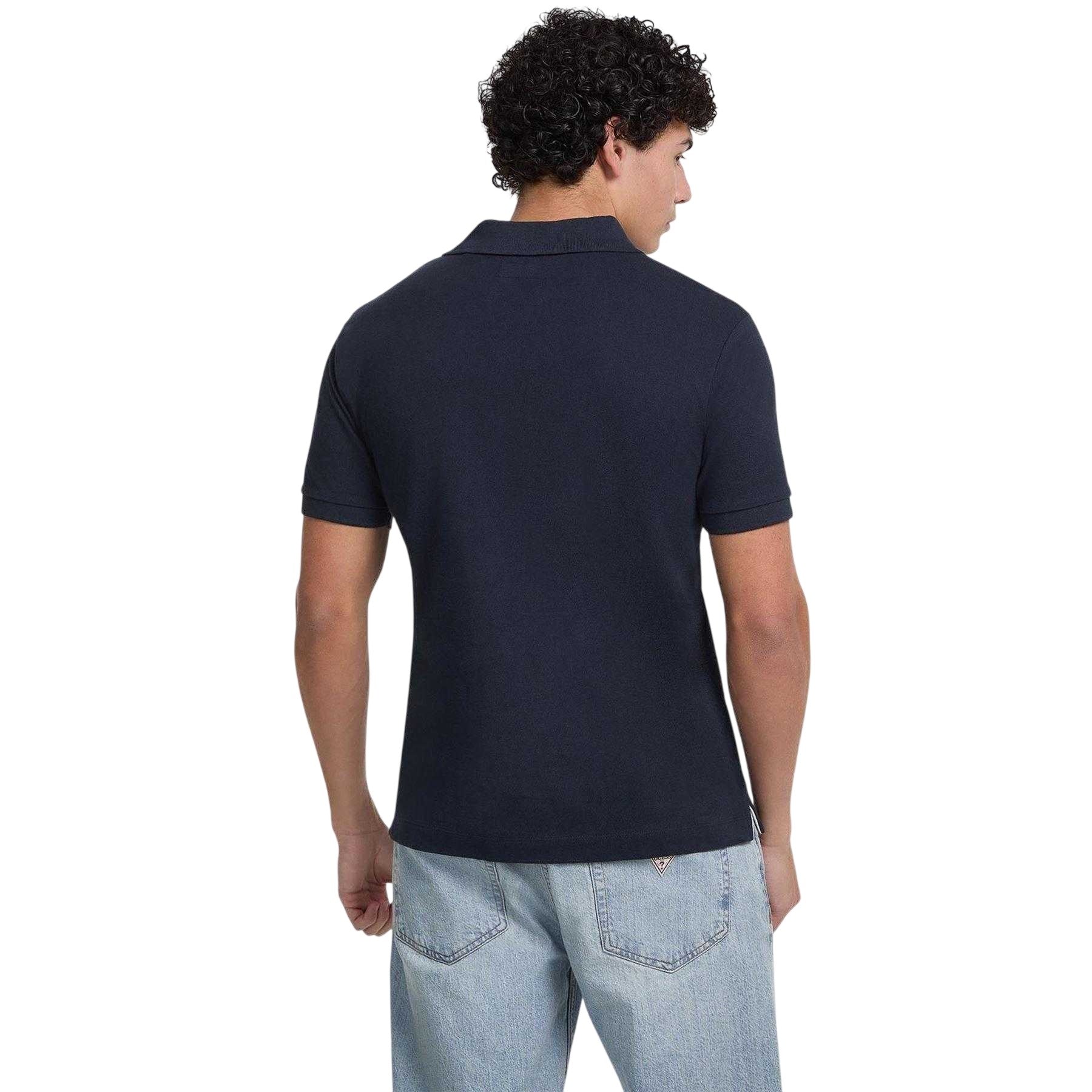 Ocean Blue - Back - Guess Mens Embroidered Logo Short-Sleeved Polo Shirt