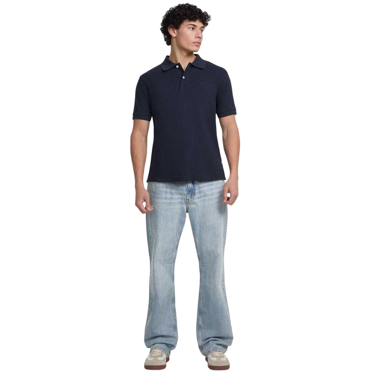Ocean Blue - Lifestyle - Guess Mens Embroidered Logo Short-Sleeved Polo Shirt