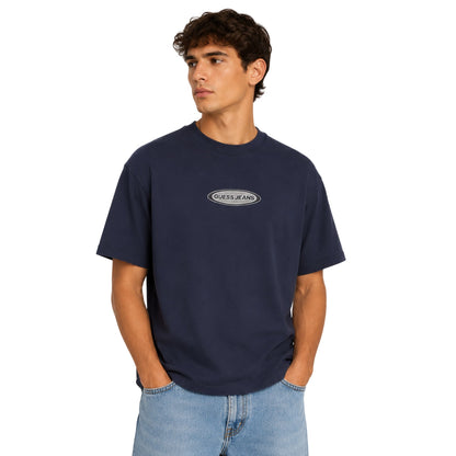Ocean Blue - Side - Guess Mens Oval Logo T-Shirt