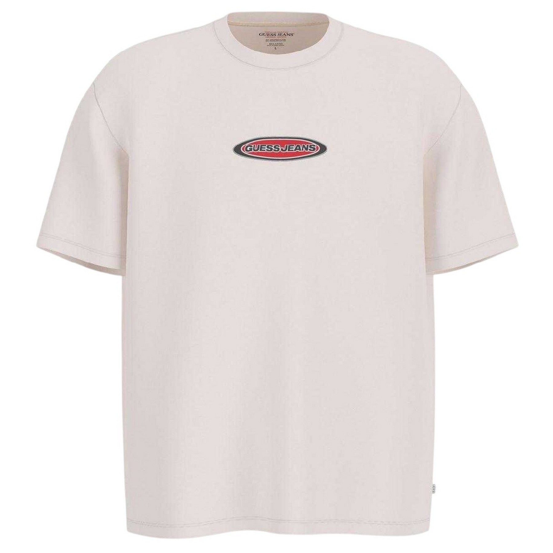 White - Front - Guess Mens Oval Logo T-Shirt