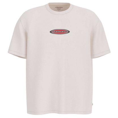 White - Front - Guess Mens Oval Logo T-Shirt