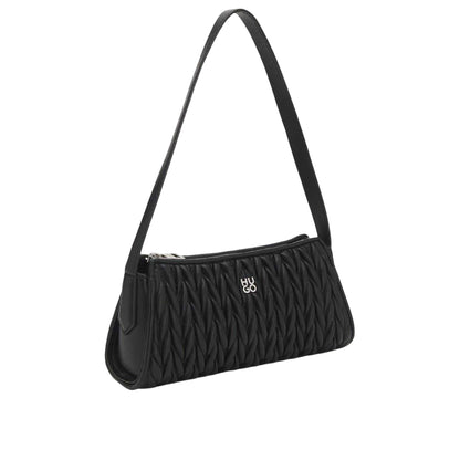 Dark Brown - Side - Hugo Chris 2.0 Ma Textured Faux Leather Hobo Bag