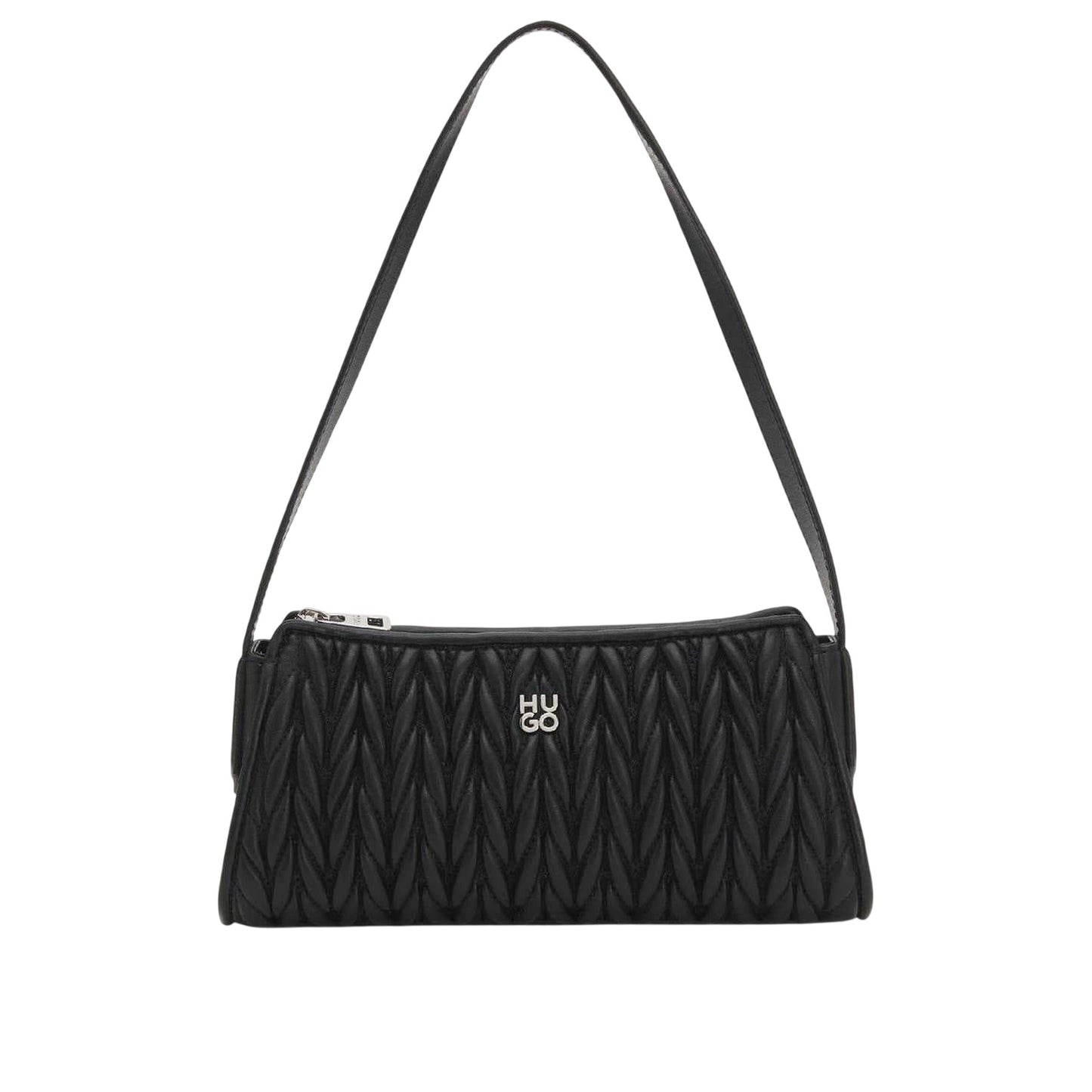 Dark Brown - Front - Hugo Chris 2.0 Ma Textured Faux Leather Hobo Bag