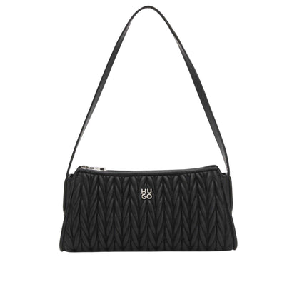 Dark Brown - Front - Hugo Chris 2.0 Ma Textured Faux Leather Hobo Bag