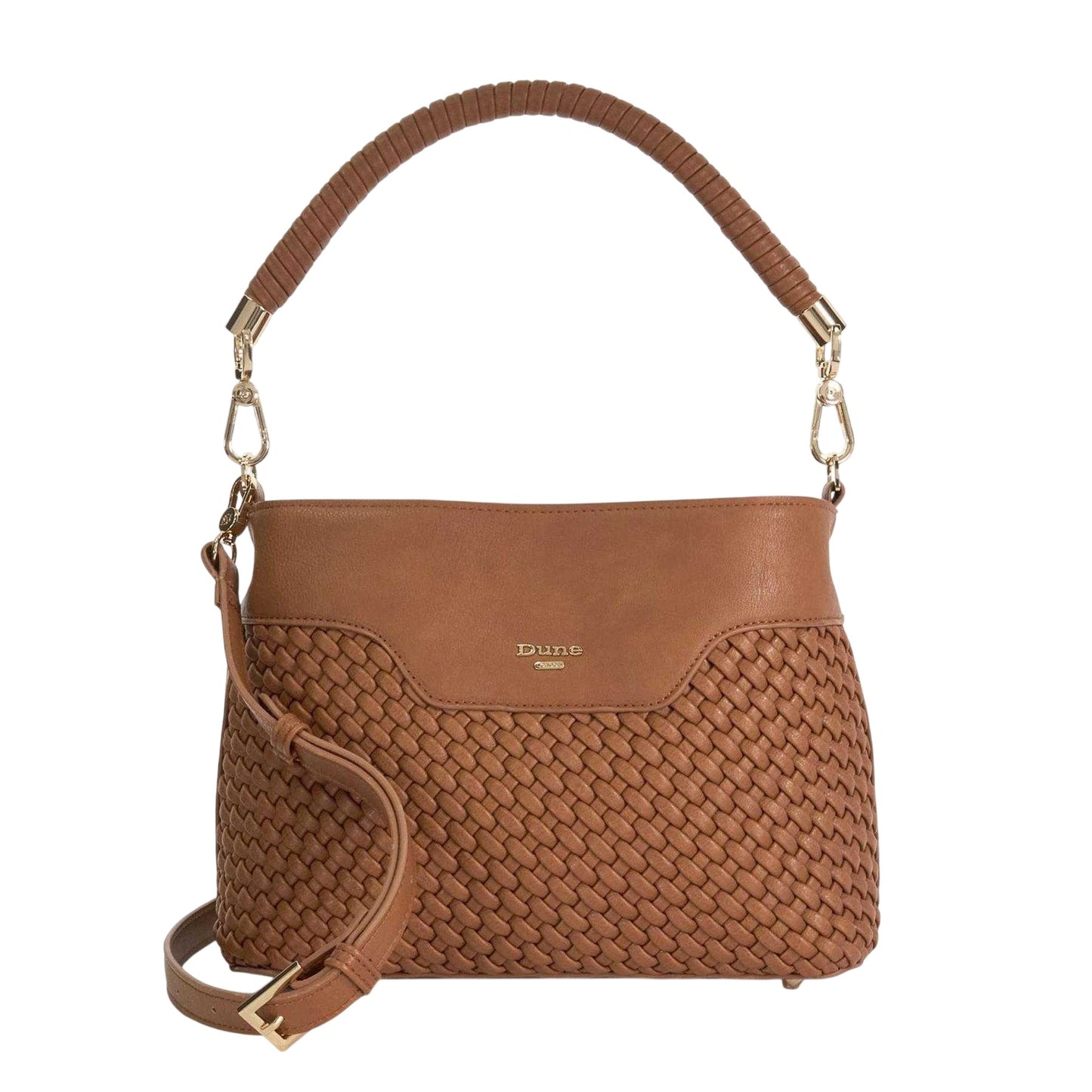 Brown - Front - Dune London Woven Shoulder Bag